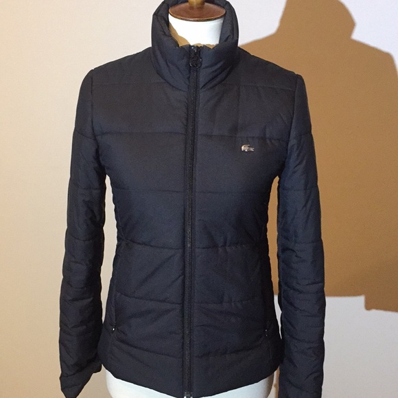 Copy Lacoste Womens Black Puffer Jacket 
